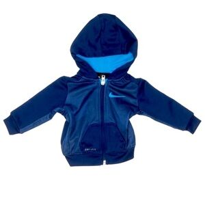 Nike navy blue hooded athletic track zip up jacket six month unisex